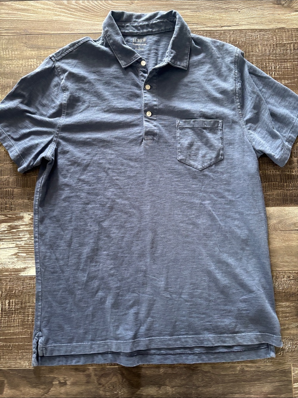 J. Crew Men's Faded Indigo Blue Polo with Chest Pocket
